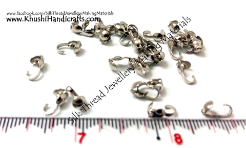 Crimp bead/Seed bead covers in Silver.Sold as a set of 4 pairs! -T9