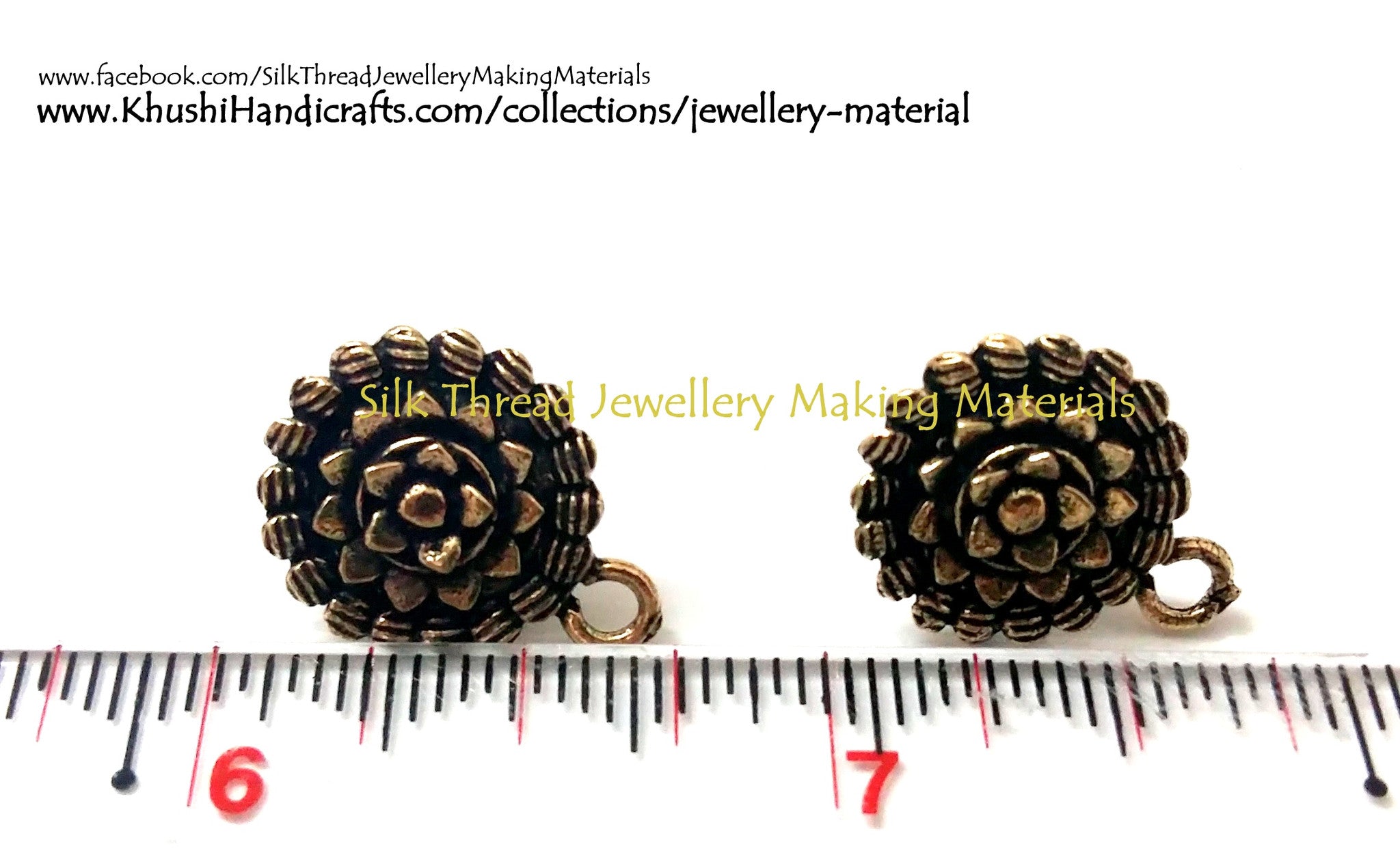 Antique Gold Flower Pattern Studs 2 - Khushi Handmade Jewellery