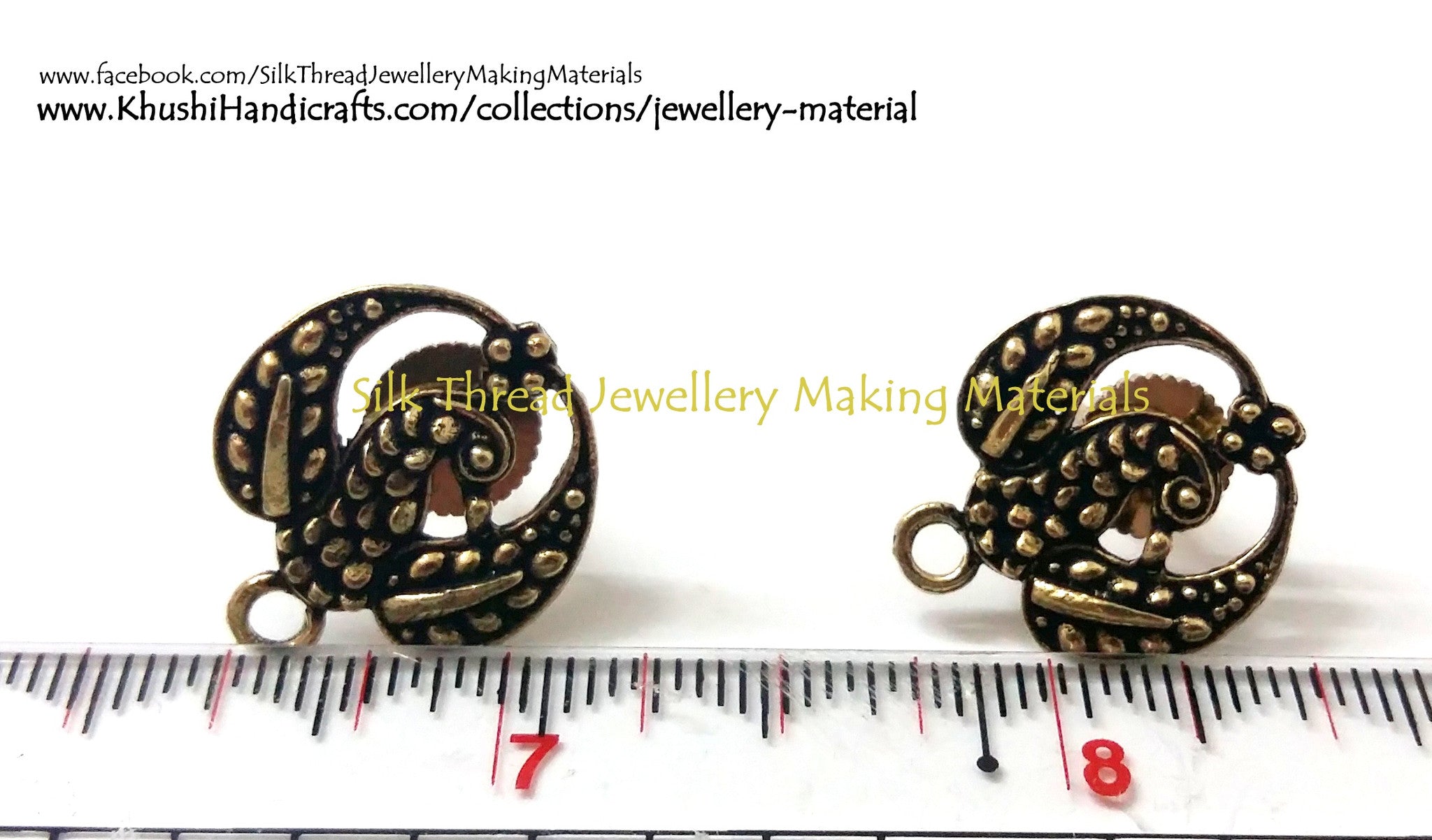 Antique Gold Peacock studs pattern 3 - Khushi Handmade Jewellery