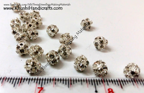 Silver Rhinestone Balls/ stoneball. Sold as a pack of 20 pieces!