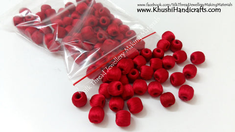 Bulk - 100 Wrapped Wooden 10mm Beads in Red