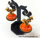 Silk thread Hooped Jhumkas with grand drum shaped stones - Khushi Handmade Jewellery