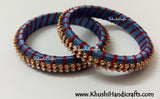 Grand Set of Designer Silk Bangles in Grey and Red - Khushi Handmade Jewellery