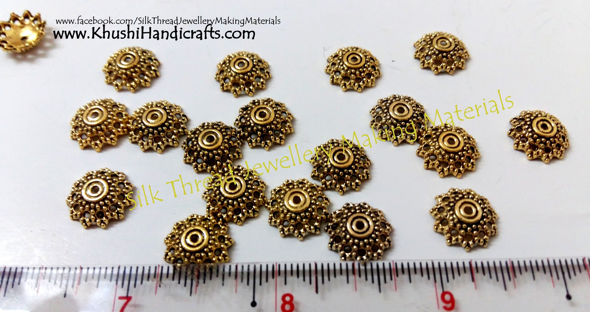 Antique Gold Bead Cap 12mm Pattern 2 - Khushi Handmade Jewellery
