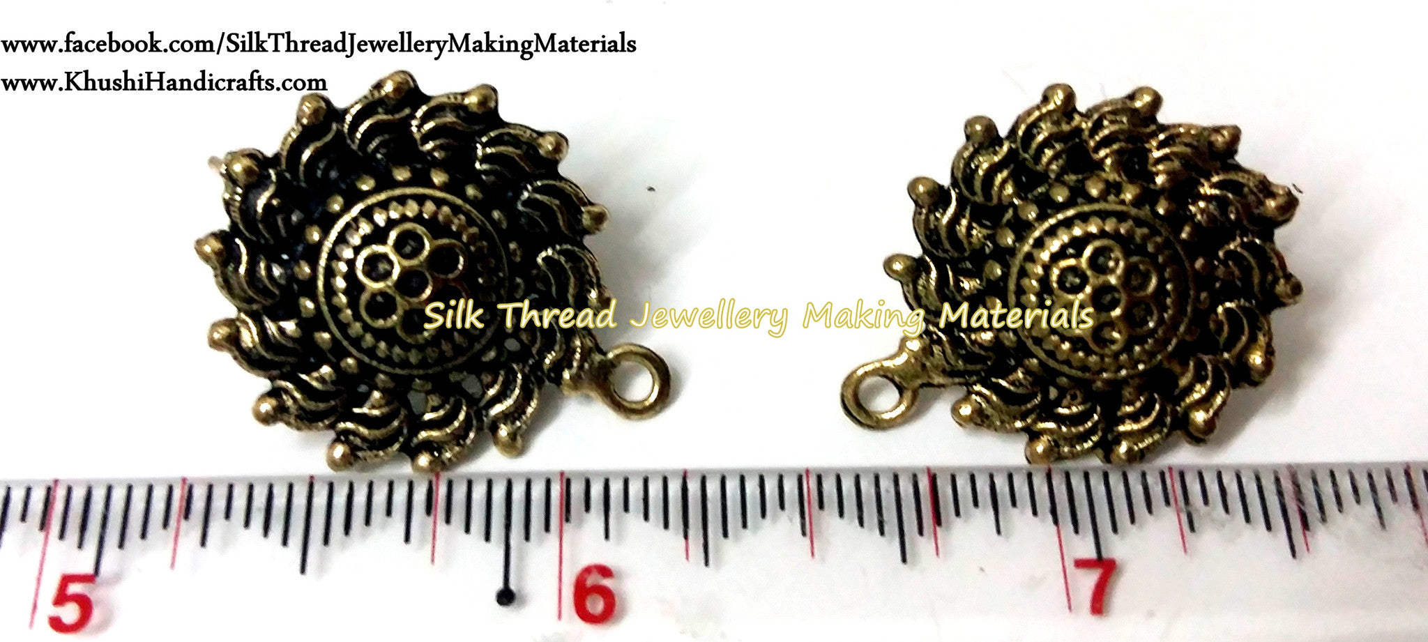Antique Gold Circular Designer Sun Studs - Khushi Handmade Jewellery