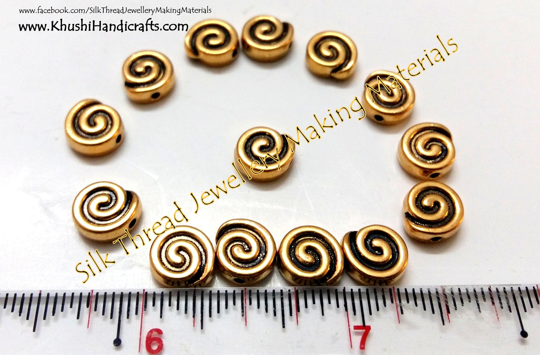 Antique Gold Spiral spacer charms.Sold as a set of 10 pieces! - Khushi Handmade Jewellery