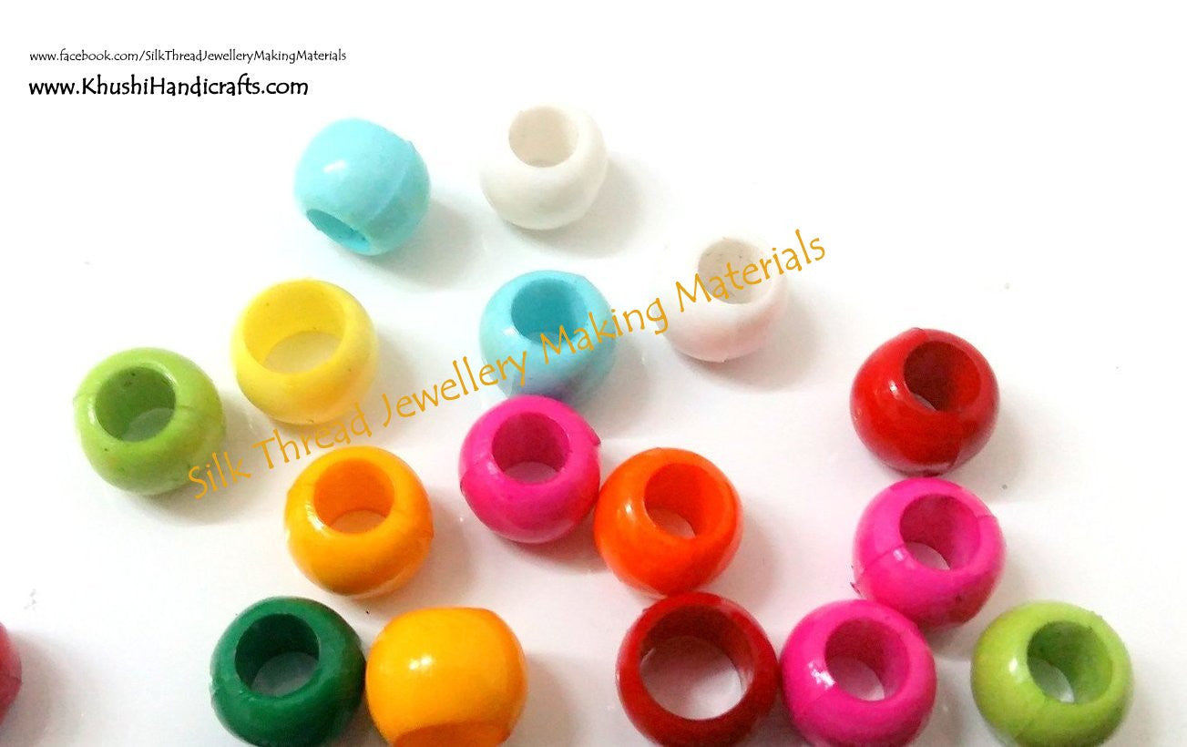 6mm plastic beads -silk thread jewellery making materials