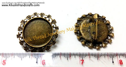 Antique Bronze Cabochon Brooch Frame  (Fits 19.5 mm)