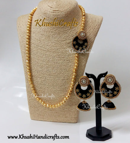 Black Silk Thread Moppu Designer Necklace set