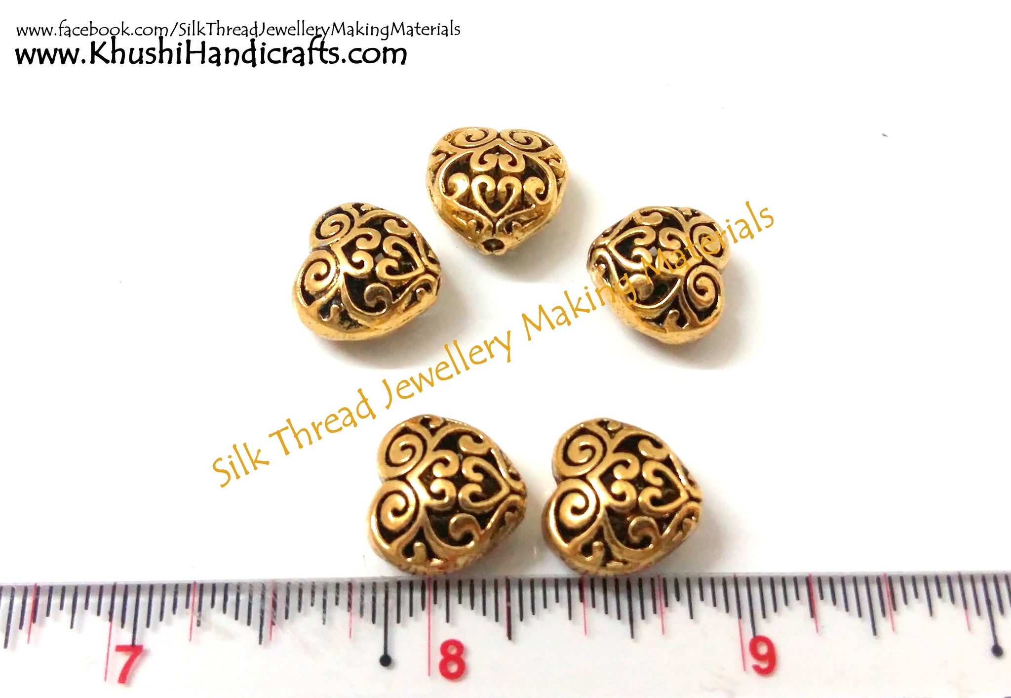 Antique Gold Heart Connector / Connectors charms.Sold as a pair! - Khushi Handmade Jewellery