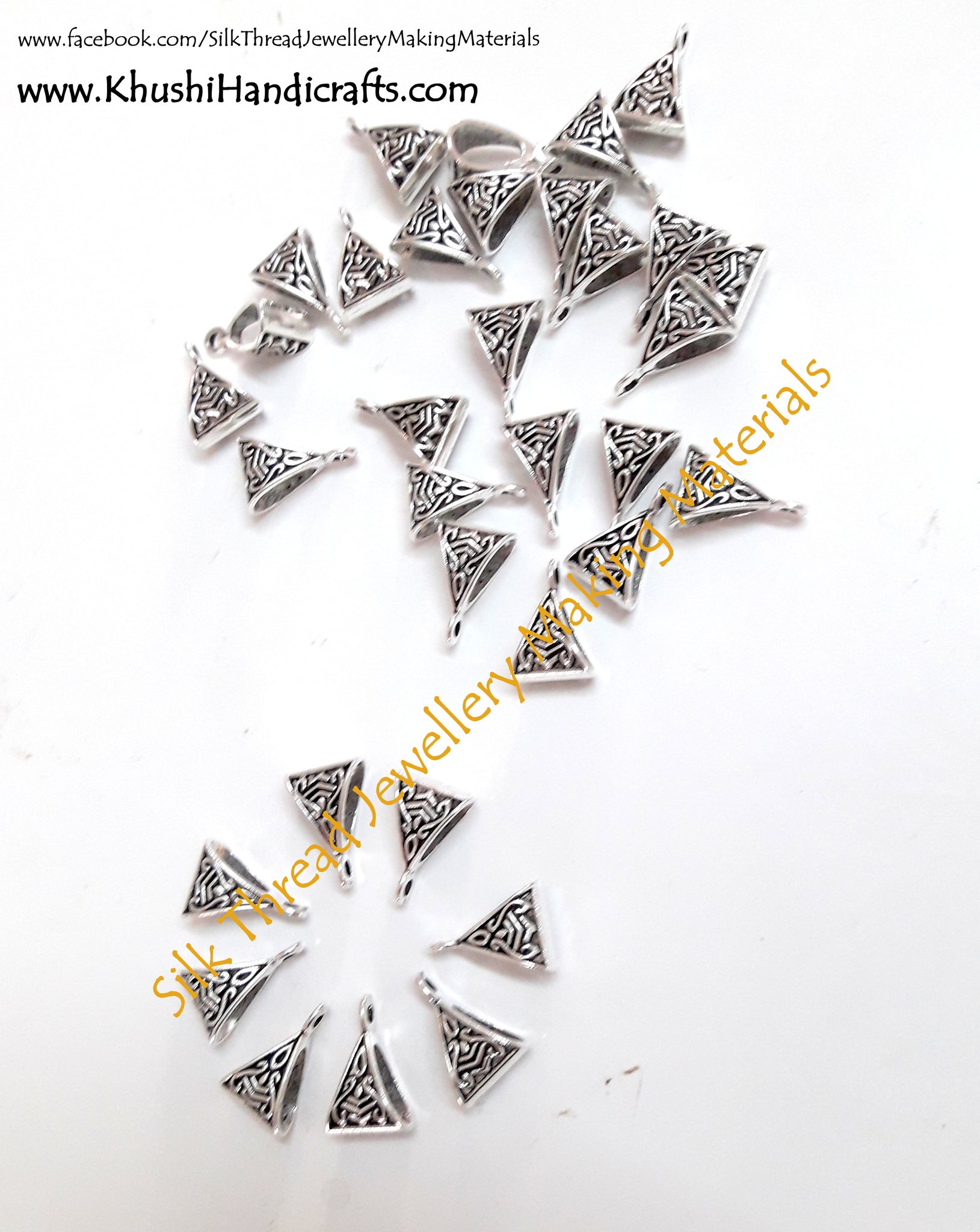 High Quality Antique Silver Triangular Bails - Khushi Handmade Jewellery