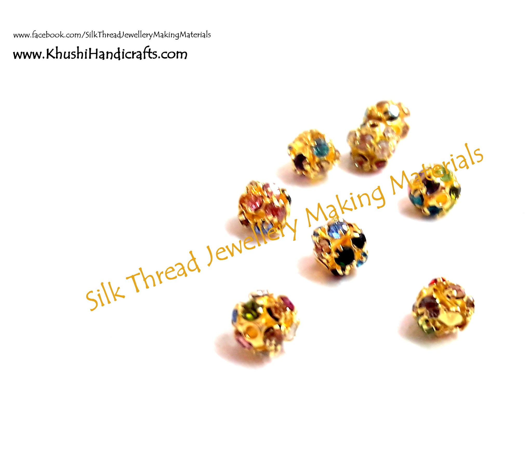 Multicolored Rhinestone / Stone Balls / stoneball . Sold as a pack of 10 pieces! - Khushi Handmade Jewellery