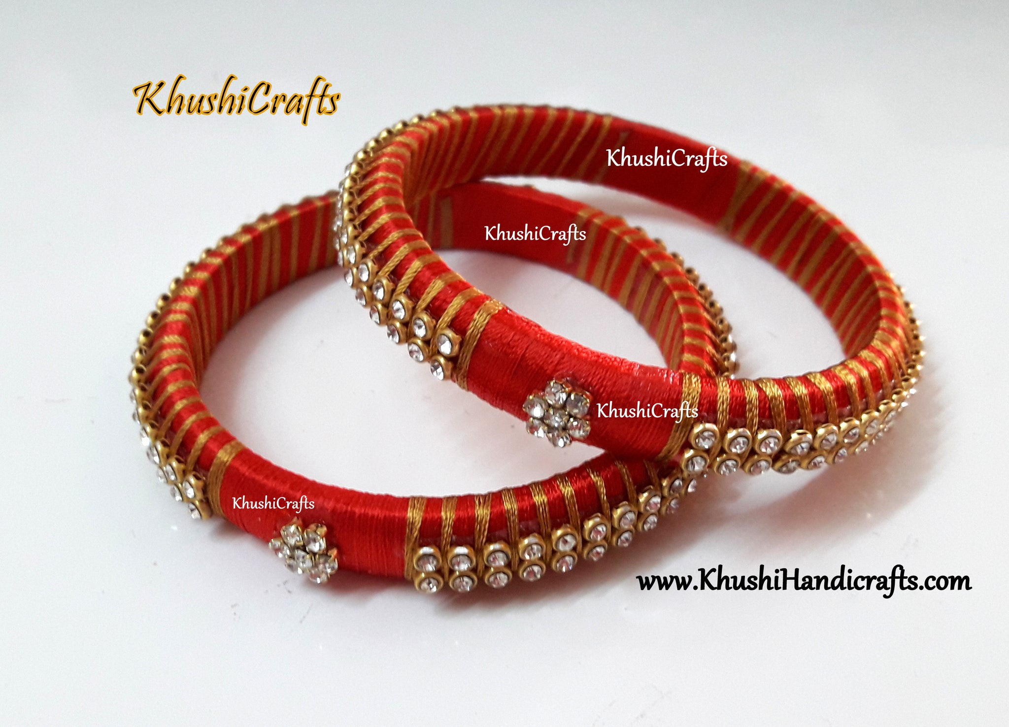 Thread Bangle Red Buy Silk thread Bangles in Red and Gold combination Online! – Khushi ...