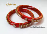 Silk thread Bangles in Red and Gold combination