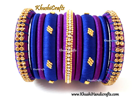 Blue and Purple designer Silk thread bangles