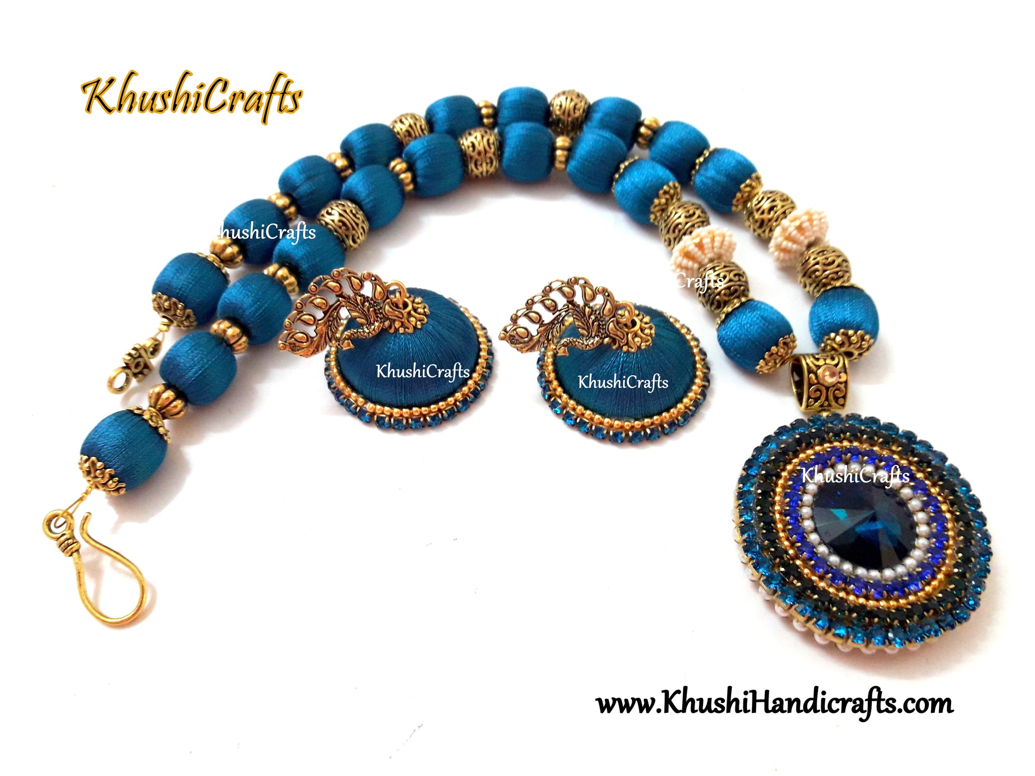 Peacock Blue Silk Thread Jewellery
