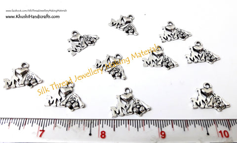 Antique Silver I Love My Dog Charms.Sold as a single piece  -SP42