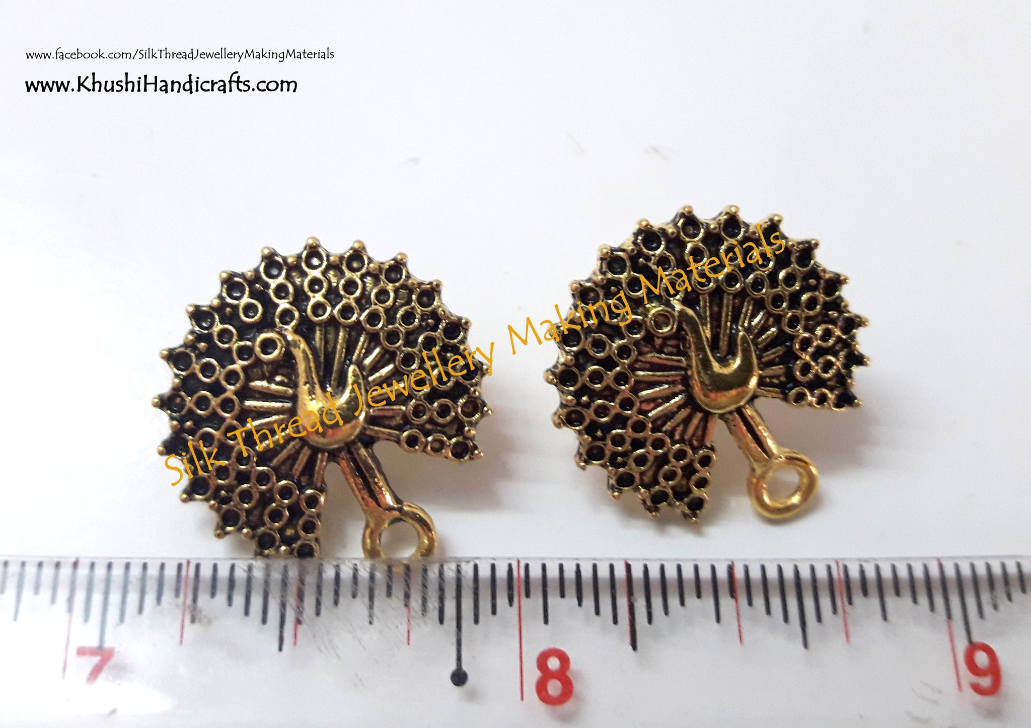 Antique Gold Peacock Stud pattern 12..Jewelry materials