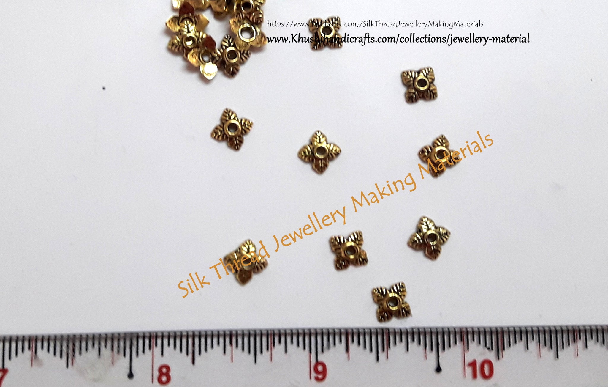 Antique Multiple Leaf Gold / Silver small Bead Caps -BC28 - Khushi Handmade Jewellery
