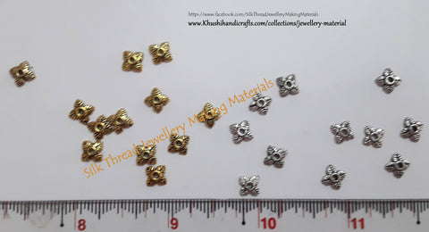 Antique Multiple Leaf Gold / Silver small Bead Caps -BC28