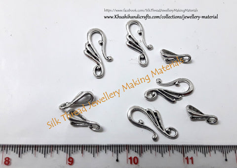 Designer Hook and Eye Clasps in Antique Silver - T10