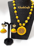 Yellow Silk Thread Necklace set