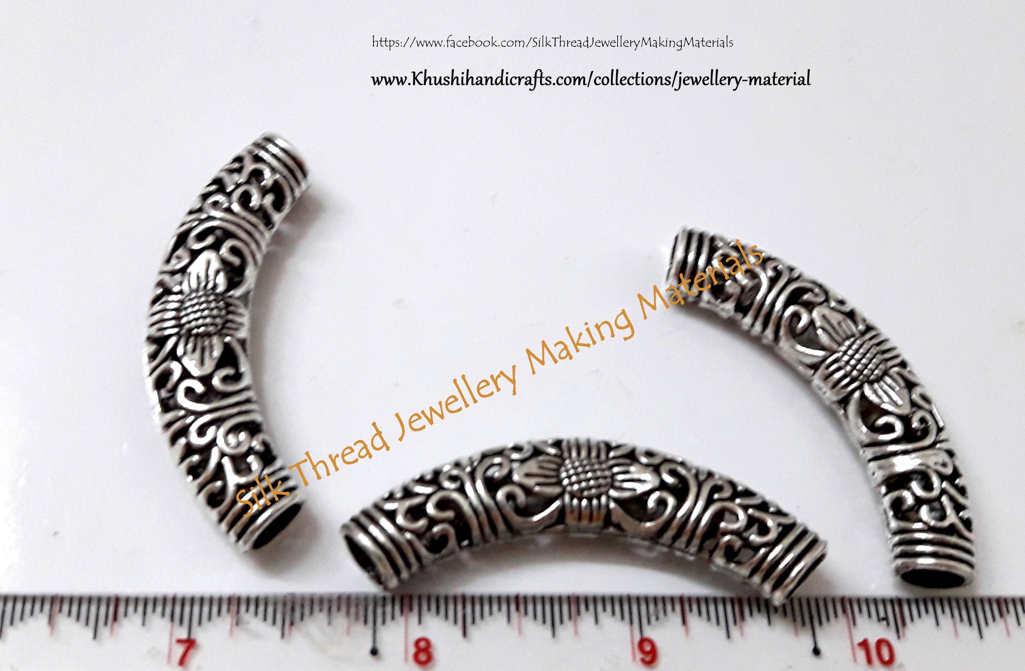 Antique Silver Tibetan Style Designer Hollow Bent Pipes/Tube-Jewelry Making materials