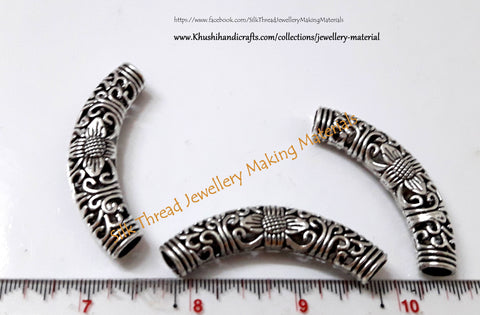 Antique Silver Tibetan Style Designer Hollow Bent Pipes/Tubes.Sold per piece!P011
