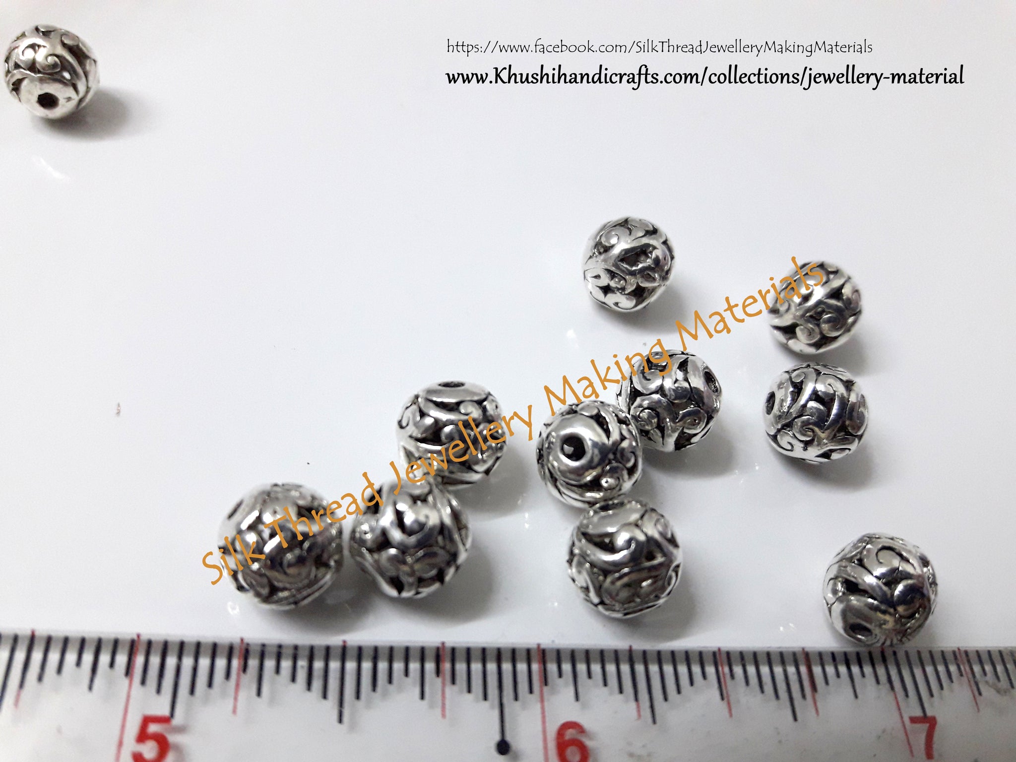 Buy Designer Antique Silver Round spacer beads | Jewelry Materials