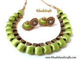 Red/Lime Green Silk Thread Jewelry set!