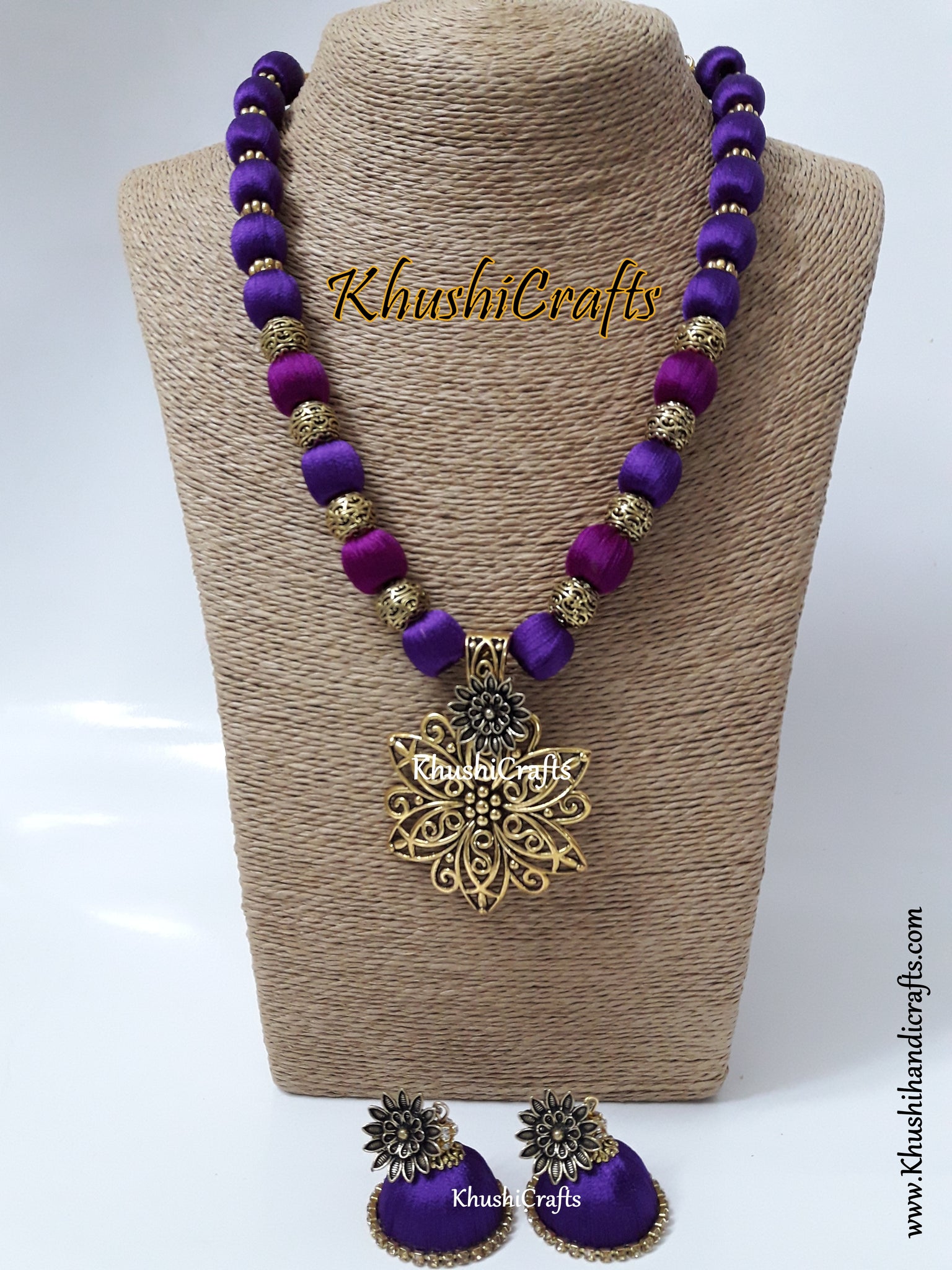 Silk Thread Jewelry in shades of Purple