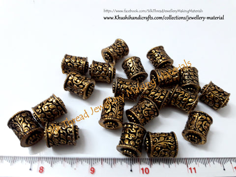 Antique Finish Gold/Silver Cylindrical Beads 16mm -GB13