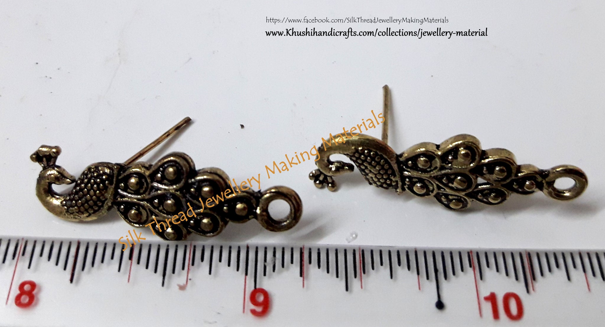 Antique Gold Peacock Stud pattern 10_1 - Khushi Handmade Jewellery