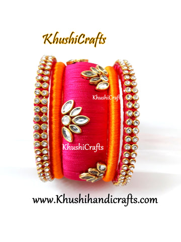 Silk Thread Bangles in Pink and Orange!!