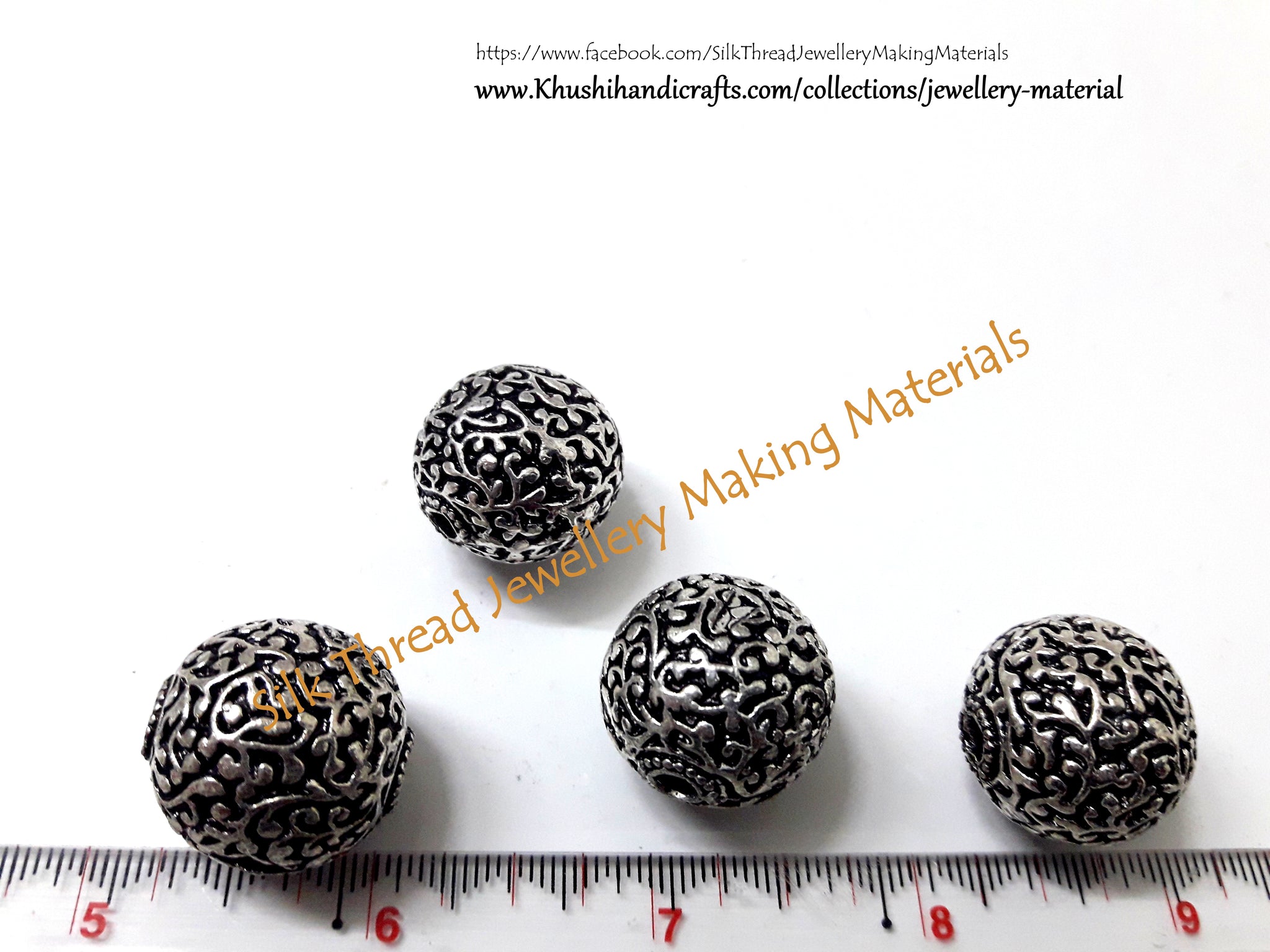 Antique Silver Round Beads 22mm