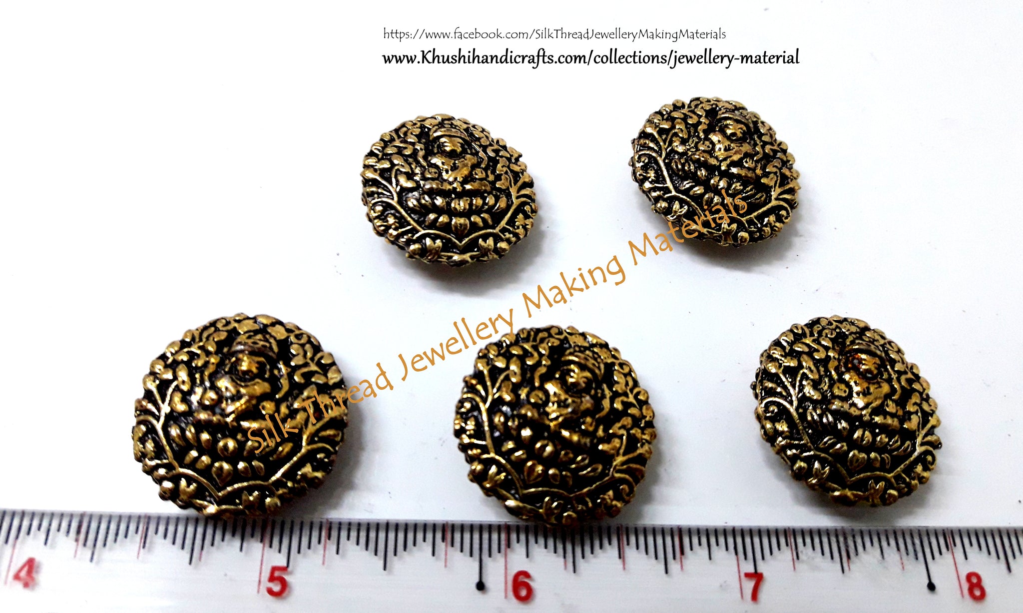 Antique Gold Lakshmi Beads 22mm