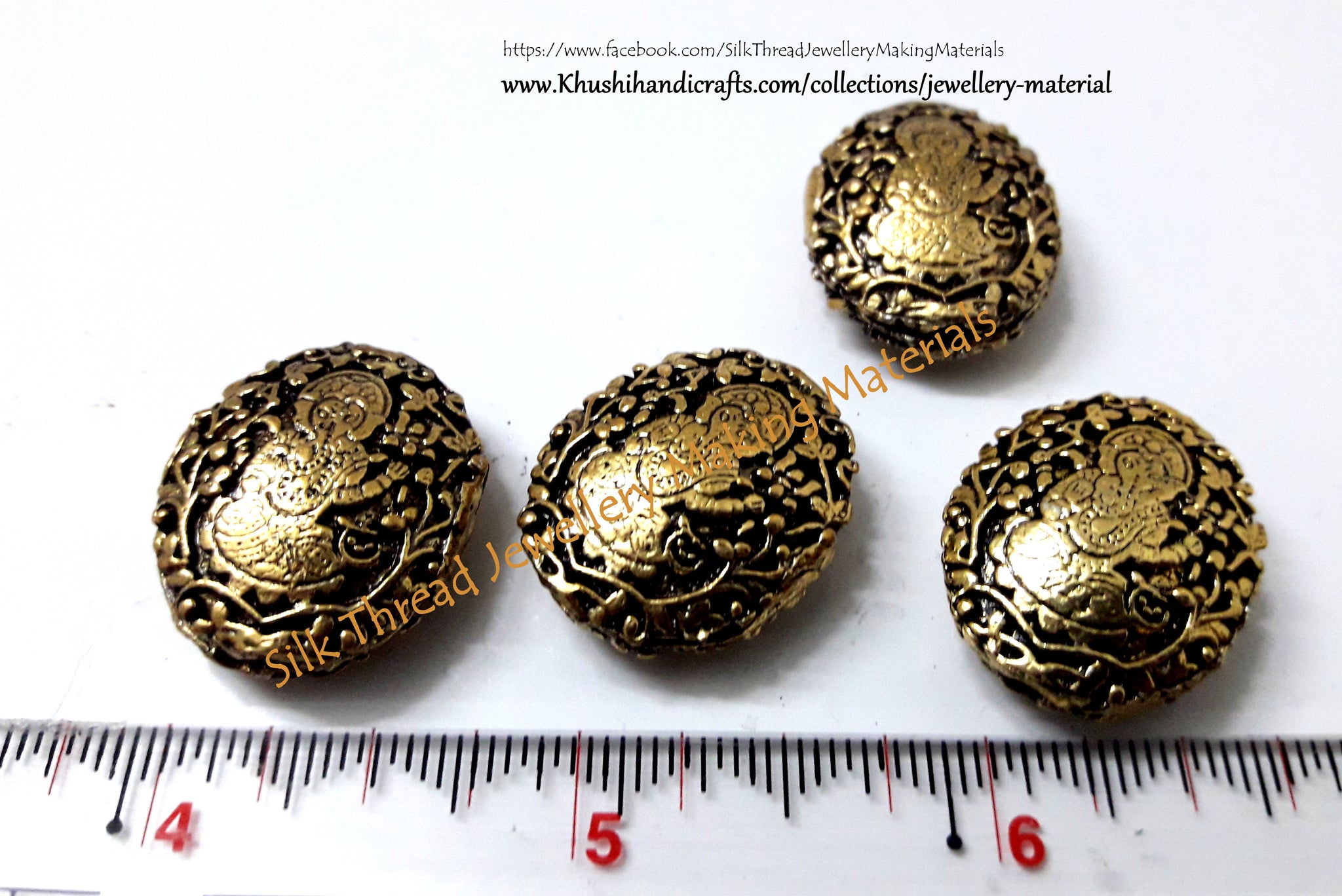 Antique Gold Ganesha Beads 22mm