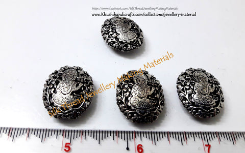 Antique Silver Ganesha Beads 22mm  -GB4
