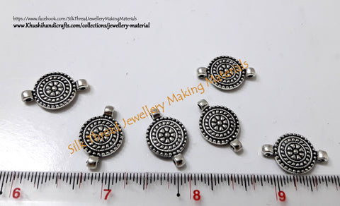 Antique Silver Round Earring Connector / Connectors charms.Sold as a pair  -CO1