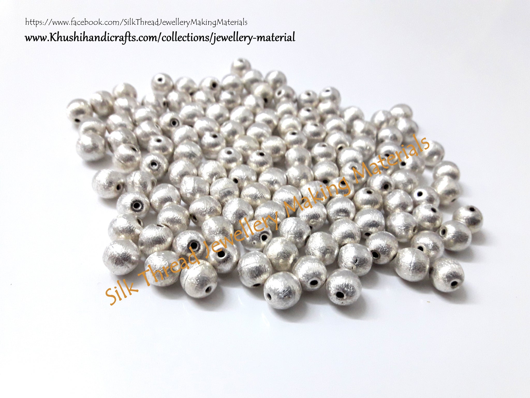 Brushed Round Silver Beads 8mm. Sold per piece! - Khushi Handmade Jewellery