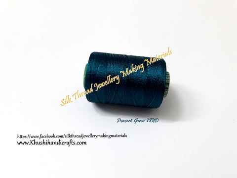 Peacock Green Silk Threads Individual Spools for Bangle/Jhumkas/Jewelry Designing/Tassel Making  Shade No. 78ND
