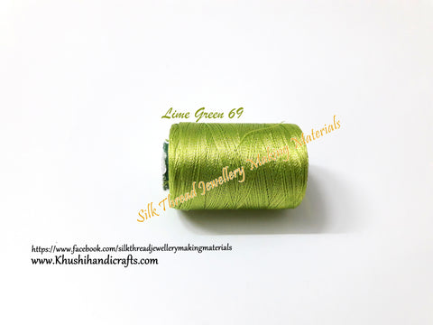 Lime Green Silk Threads Individual Spools for Bangle/Jhumkas/Jewelry Designing/Tassel Making Shade No. 69