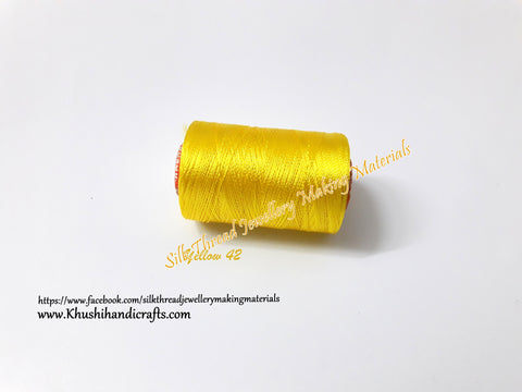 Yellow Silk Threads Individual Spools for Bangle/Jhumkas/Jewelry Designing/Tassel Making  Shade No. 42