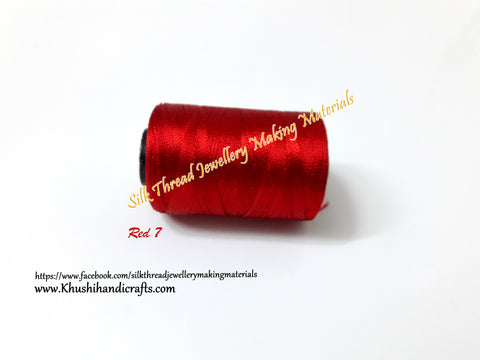 Red Silk Threads Individual Spools for Bangle/Jhumkas/Jewelry Designing/Tassel Making Shade No. 7