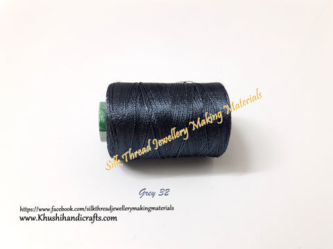Grey shade Silk Threads Individual Spools for Bangle/Jhumkas/Jewelry Designing/Tassel Making Shade No. 32