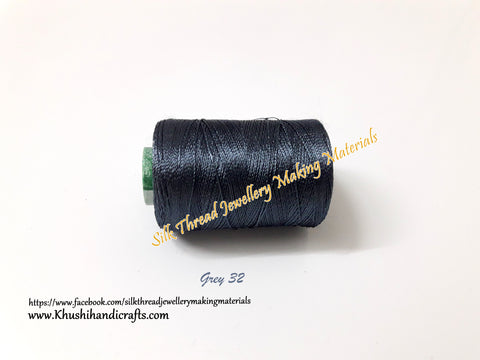 Grey shade Silk Threads Individual Spools for Bangle/Jhumkas/Jewelry Designing/Tassel Making Shade No. 32
