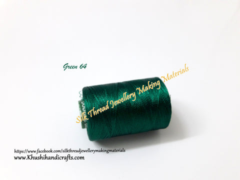 Dark Green Silk Threads Individual Spools for Bangle/Jhumkas/Jewelry Designing/Tassel Making Shade No. 64