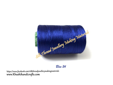 Royal Blue shade Silk Threads Individual Spools for Bangle/Jhumkas/Jewelry Designing/Tassel Making Shade No. 24