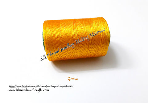 Yellow Silk Threads Individual Spools for Bangle/Jhumkas/Jewelry Designing/Tassel Making  Shade No. 35