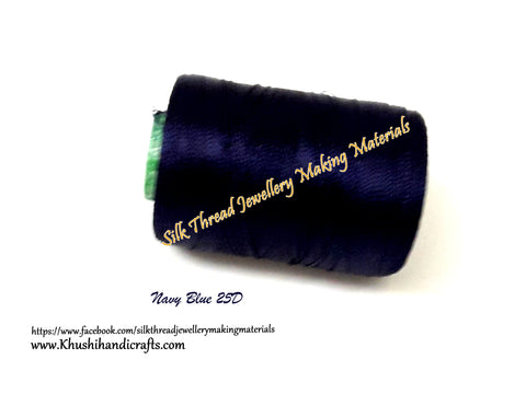 Navy Blue Silk Threads Individual Spools for Bangle/Jhumkas/Jewelry Designing/Tassel Making Shade No. 25D
